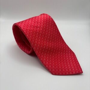 Arcuri Red Dot Medallion Pattern Silk Tie Size 62"x3.25" EUC